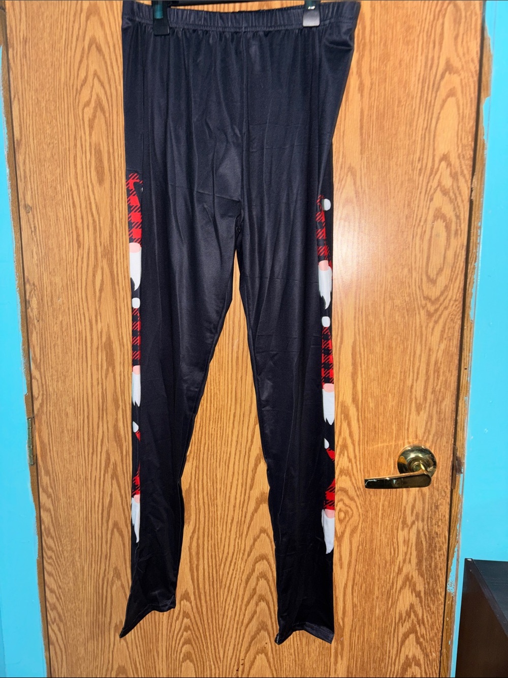 Black Leggings with Red Plaid Side Panels